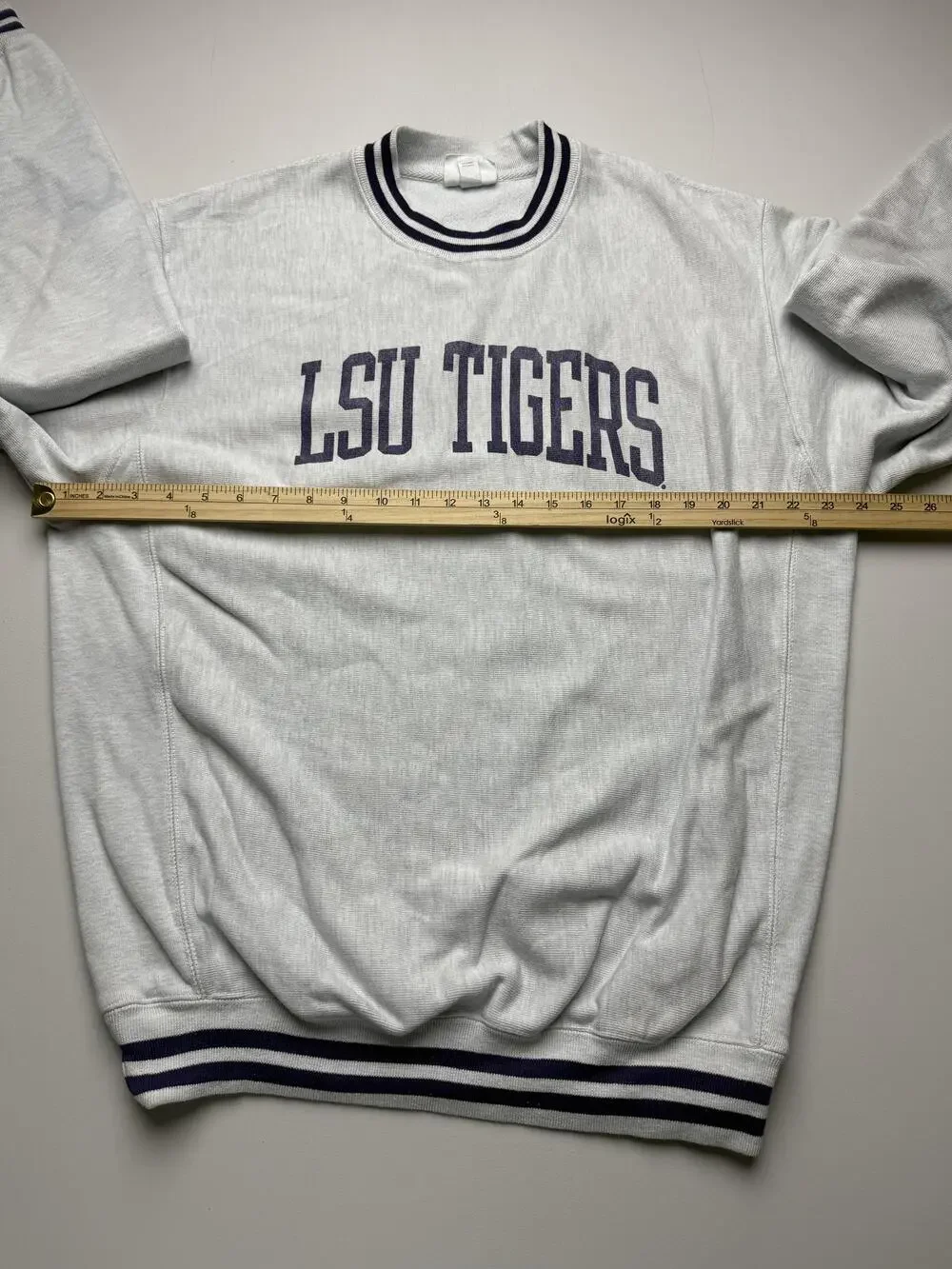 LSU Tigers Sweatshirt Mens Large Gray NCAA Football Champion Reverse Weave